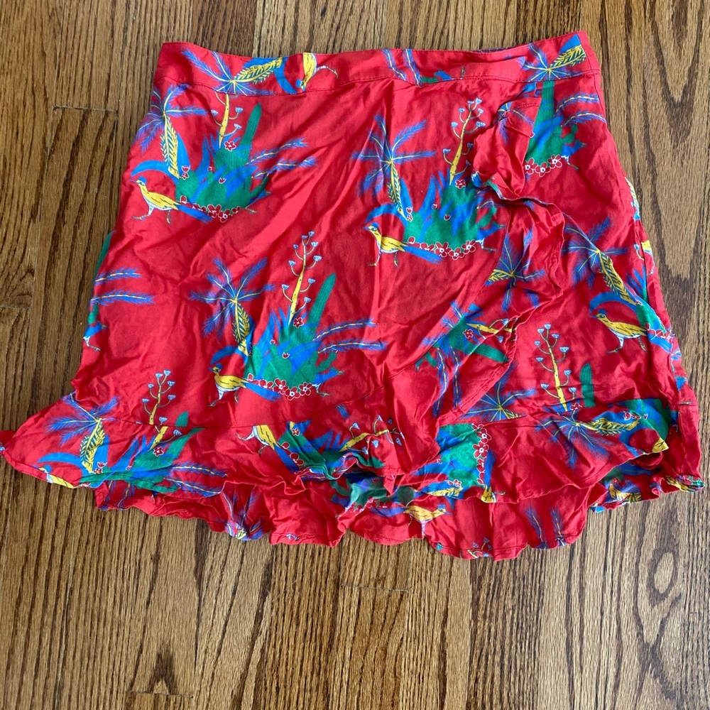 Tropical faux wrap skirt